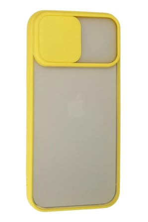 Mey İthalat®  iPhone 13 Pro Max Kılıf Palm Buzlu Kamera Sürgülü Silikon - Sarı