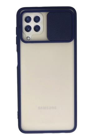 Mey İthalat®  Samsung Galaxy A22 Kılıf Palm Buzlu Kamera Sürgülü Silikon - Lacivert