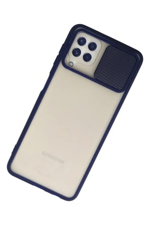 Mey İthalat®  Samsung Galaxy A22 Kılıf Palm Buzlu Kamera Sürgülü Silikon - Lacivert