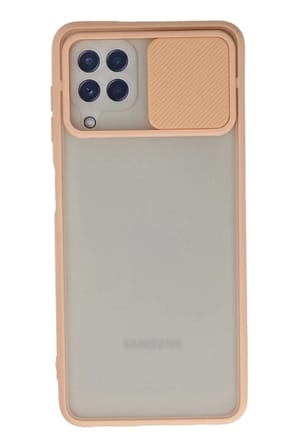 Mey İthalat®  Samsung Galaxy A22 Kılıf Palm Buzlu Kamera Sürgülü Silikon - Pembe