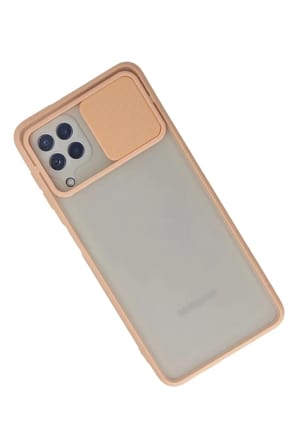 Mey İthalat®  Samsung Galaxy A22 Kılıf Palm Buzlu Kamera Sürgülü Silikon - Pembe