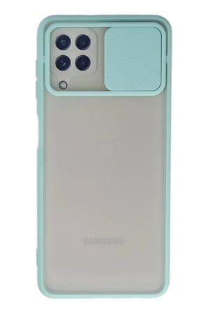 Mey İthalat®  Samsung Galaxy A22 Kılıf Palm Buzlu Kamera Sürgülü Silikon - Turkuaz