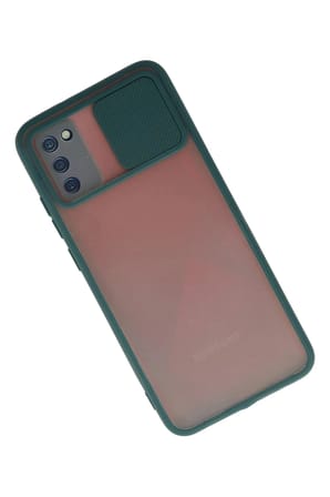 Mey İthalat®  Samsung Galaxy A03S Kılıf Palm Buzlu Kamera Sürgülü Silikon - Yeşil