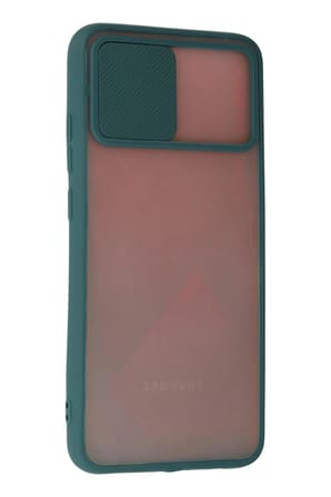 Mey İthalat®  Samsung Galaxy A03S Kılıf Palm Buzlu Kamera Sürgülü Silikon - Yeşil