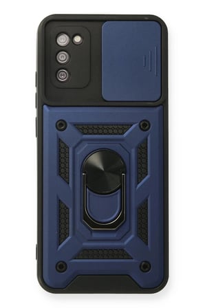 Mey İthalat®  Samsung Galaxy A03S Kılıf Pars Lens Yüzüklü Silikon - Lacivert