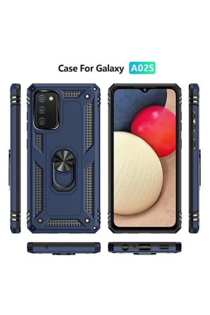 Mey İthalat®  Samsung Galaxy A03S Kılıf Sofya Yüzüklü Silikon Kapak - Lacivert