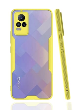 Mey İthalat®  Vivo V21e Kılıf Platin Silikon - Sarı