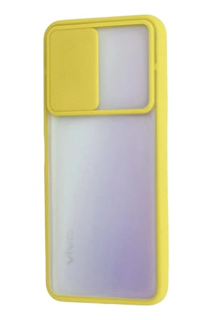 Mey İthalat®  Vivo Y53S Kılıf Palm Buzlu Kamera Sürgülü Silikon - Sarı