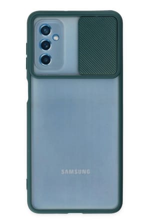 Mey İthalat®  Samsung Galaxy M52 5G Kılıf Palm Buzlu Kamera Sürgülü Silikon - Yeşil