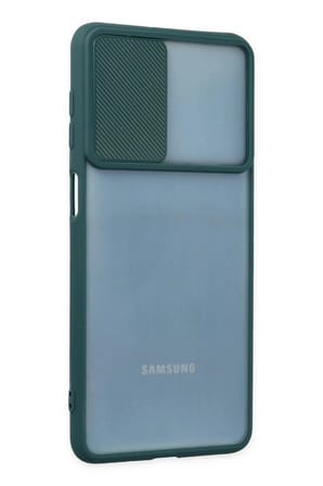 Mey İthalat®  Samsung Galaxy M52 5G Kılıf Palm Buzlu Kamera Sürgülü Silikon - Yeşil