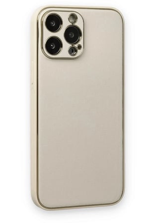 Mey İthalat®  iPhone 13 Pro Kılıf Coco Deri Silikon Kapak - Beyaz