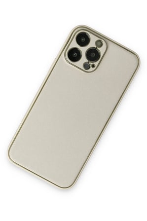 Mey İthalat®  iPhone 13 Pro Kılıf Coco Deri Silikon Kapak - Beyaz