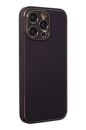 Mey İthalat®  iPhone 13 Pro Kılıf Coco Deri Silikon Kapak - Derin Mor