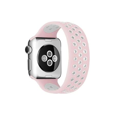 Mey İthalat®   Watch 42mm Ayarlı Delikli Silikon Kordon - Pembe-Beyaz