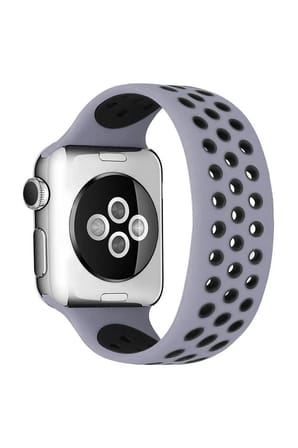 Mey İthalat®   Watch 42mm Ayarlı Delikli Silikon Kordon - Gri-Siyah
