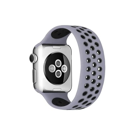 Mey İthalat®   Watch 42mm Ayarlı Delikli Silikon Kordon - Gri-Siyah