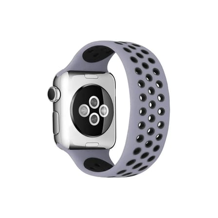 Mey İthalat®   Watch 42mm Ayarlı Delikli Silikon Kordon - Gri-Siyah