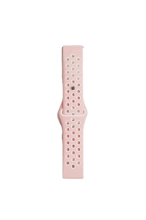 Mey İthalat®  Watch 22mm Spor Delikli Kordon - Pembe-Beyaz