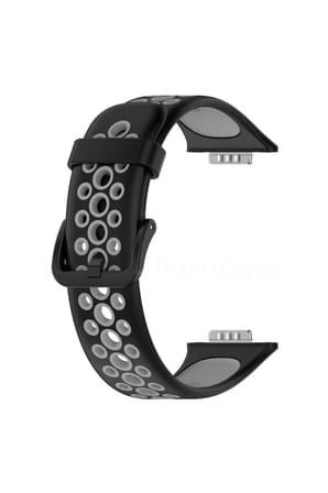 Mey İthalat®  Huawei Watch Fit 2 Spor Delikli Kordon - Siyah-Gri