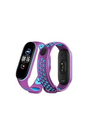 Mey İthalat®   Mi Band 6 Spor Delikli Kordon - Mor-Mavi