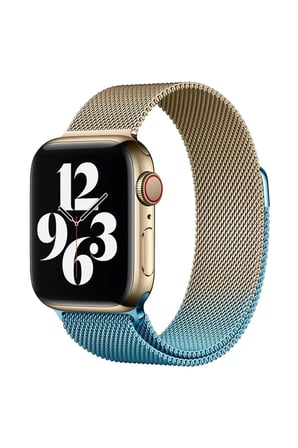 Mey İthalat®   Watch 38mm Metal Mıknatıslı Kordon - Metalik Gold-Mavi