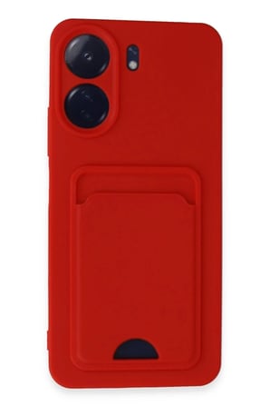 Mey İthalat®   Redmi 13C Kılıf Kelvin Kartvizitli Silikon - Kırmızı