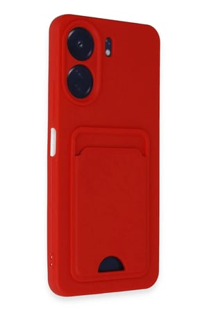 Mey İthalat®   Redmi 13C Kılıf Kelvin Kartvizitli Silikon - Kırmızı
