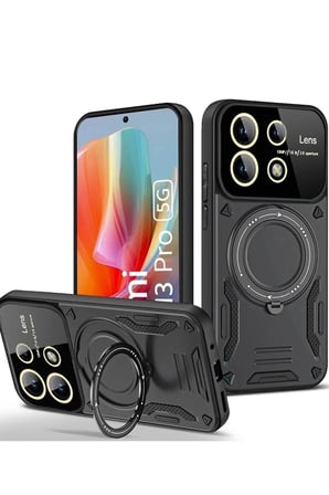 Mey İthalat®   Redmi Note 13 Pro 5G Kılıf Joy Lens Standlı Kapak - Siyah
