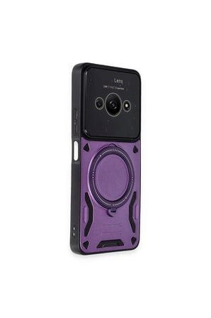 Mey İthalat®   Poco C61 Kılıf Joy Lens Standlı Kapak - Mor