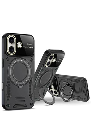 Mey İthalat®  iPhone 16 Kılıf Joy Lens Standlı Kapak - Mor