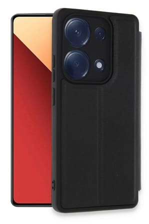 Mey İthalat®   Redmi Note 13 Pro 4G Kılıf Flip Cover - Siyah