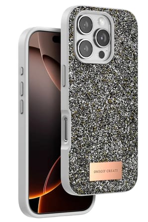 Mey İthalat®   iPhone 16 Pro Max Bright Simli Kapak - Gümüş