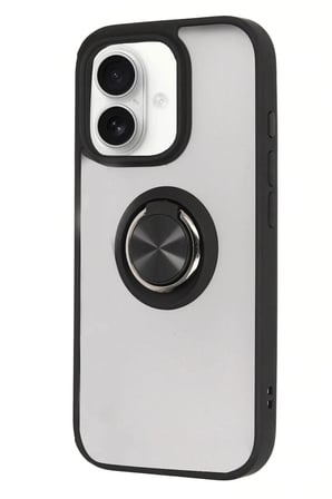 Mey İthalat®  iPhone 16 Kılıf Montreal Yüzüklü Silikon Kapak - Siyah