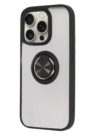 Mey İthalat®  iPhone 16 Pro Kılıf Montreal Yüzüklü Silikon Kapak - Siyah