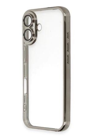 Mey İthalat®  iPhone 16 Kılıf  Lensli Silikon - Titanyum Gri