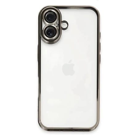 Mey İthalat®  iPhone 16 Kılıf  Lensli Silikon - Titanyum Gri