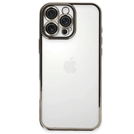 Mey İthalat®  iPhone 16 Pro Kılıf  Lensli Silikon - Titanyum Gri