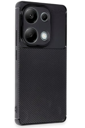 Mey İthalat®   Redmi Note 13 Pro 4G Kılıf Auto Focus Karbon Kapak - Siyah