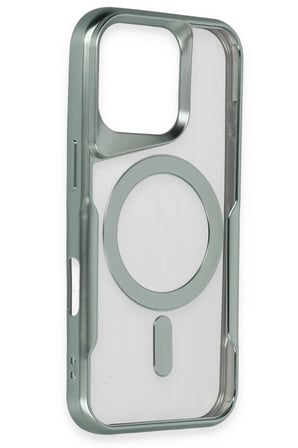 Mey İthalat®  iPhone 16 Pro Max Kılıf Boyi Magsafe Silikon Kapak - Titan Gri