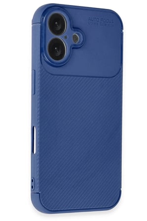 Mey İthalat®  iPhone 16 Kılıf Auto Focus Karbon Kapak - Lacivert