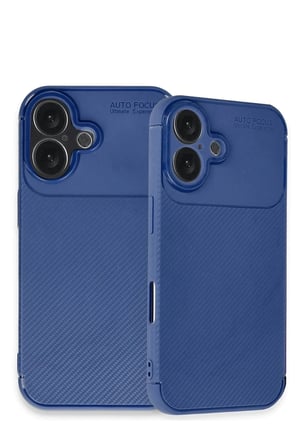 Mey İthalat®  iPhone 16 Kılıf Auto Focus Karbon Kapak - Lacivert