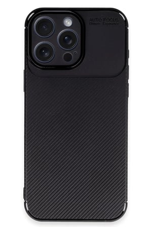 Mey İthalat®  iPhone 16 Pro Kılıf Auto Focus Karbon Kapak - Siyah