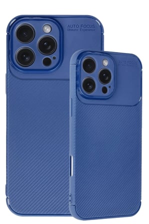 Mey İthalat®  iPhone 16 Pro Max Kılıf Auto Focus Karbon Kapak - Lacivert