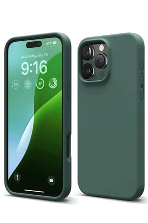 Mey İthalat®  iPhone 16 Pro Kılıf First Silikon - Koyu Yeşil