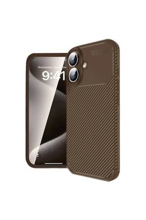 Mey İthalat®  iPhone 16 Kılıf Auto Focus Karbon Kapak - Kahverengi