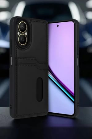 Mey İthalat®  Realme 12 Lite Kılıf Sara Kartvizitli Deri Kılıf - Taba