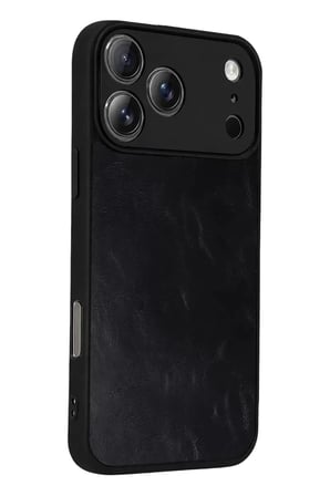 Mey İthalat®   iPhone 17 Pro Max Aras Deri Kapak - Siyah