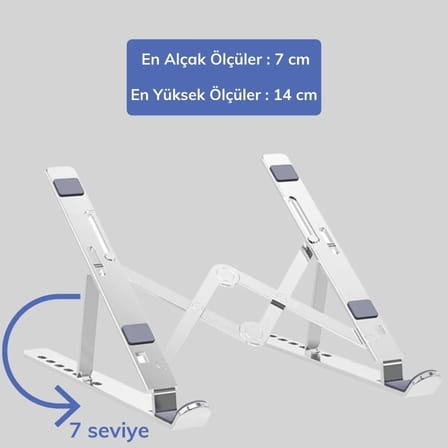 BiiShe® Ayarlanabilir Dizüstü Destek Tabanı Tamamen Katlanabilir Taşınabilir Laptop Yükseltici