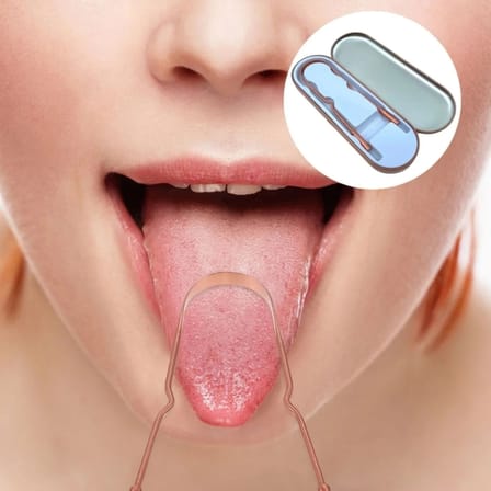 BiiShe® Bakır Oil Pulling Yağ Çekme Dil Plak Temizleme Aleti Dil Fırçası Sıyırıcı Dil Kaşığı