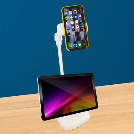 BiiShe® Masa Üstü Tablet ve Telefon Tutucu Plastik Aparat Beyaz Telefon Standı